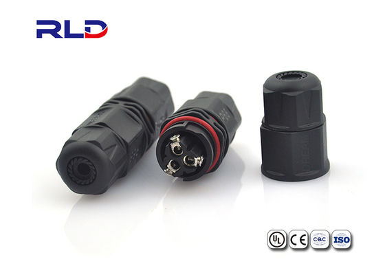 3つのPinの黒のプラスチックIP68コネクターはLED DCのコネクター ワイヤー ケーブルを防水します